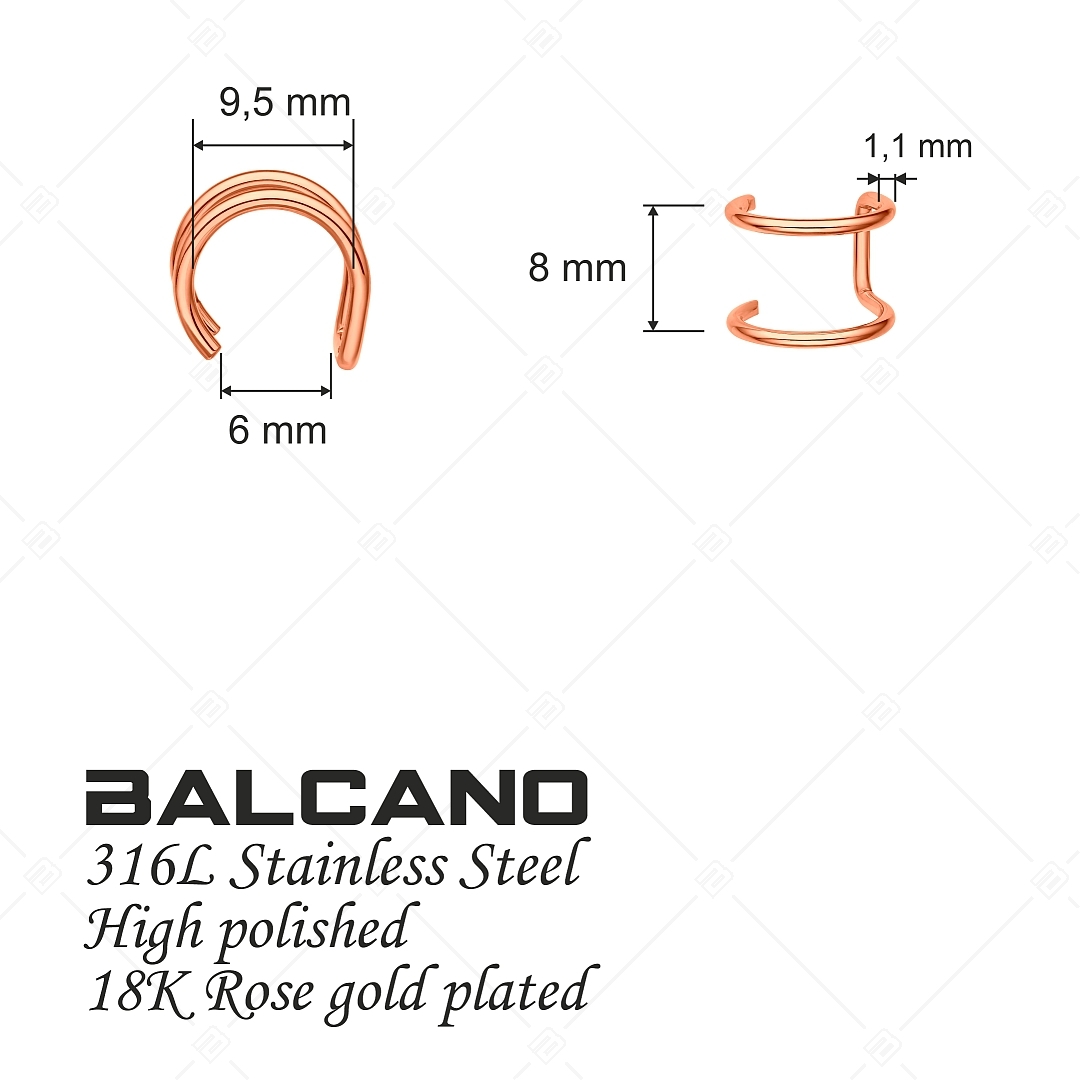 BALCANO - Rua / Dupla nemesacél fülgyűrű 18K rozé arany bevonattal (141281BC96)