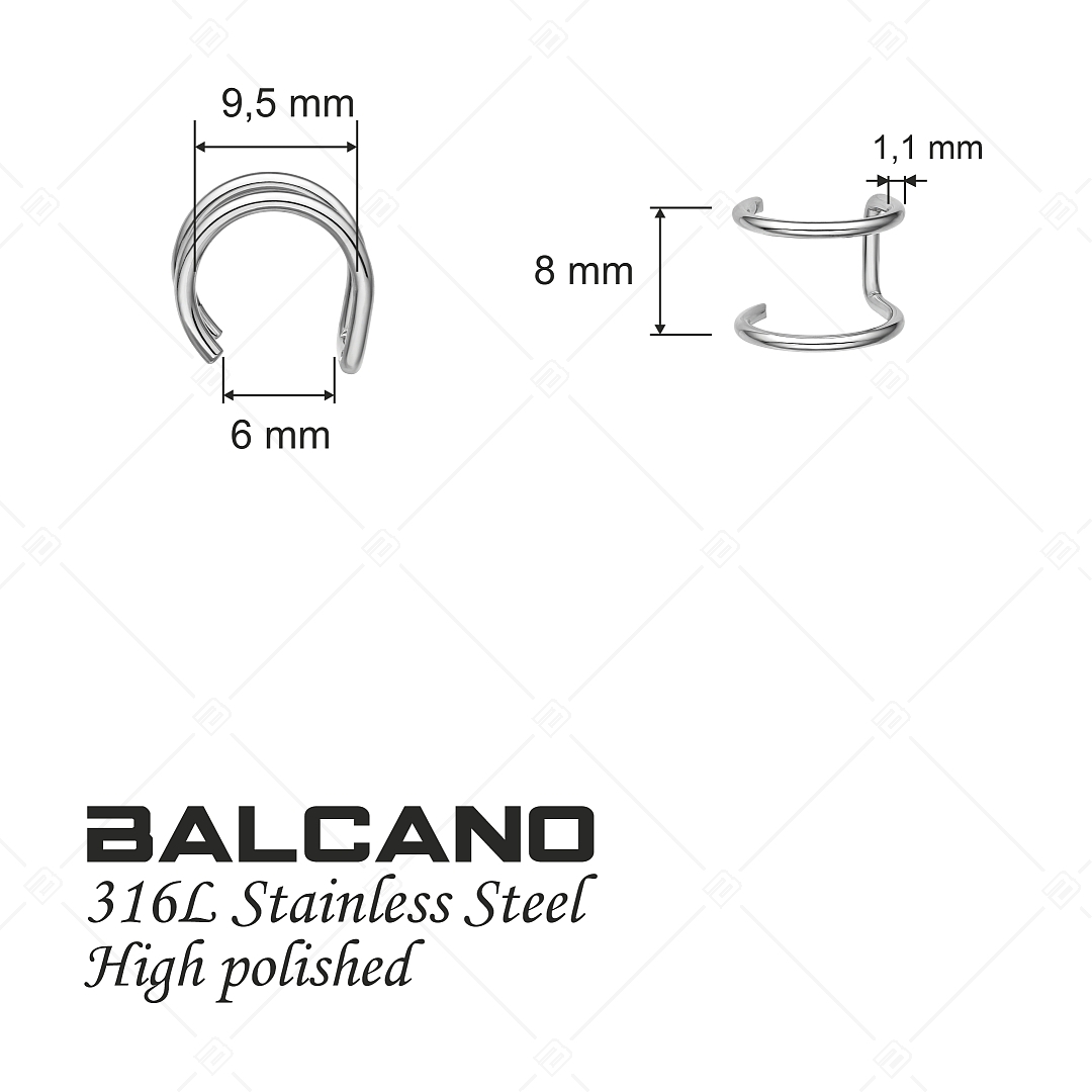 BALCANO - Rua / Dupla nemesacél fülgyűrű magasfényű polírozással (141281BC97)