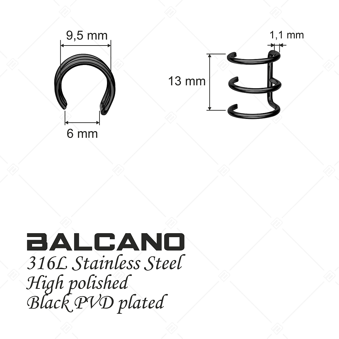 BALCANO - Toru / Tripla nemesacél fülgyűrű fekete PVD bevonattal (141283BC11)
