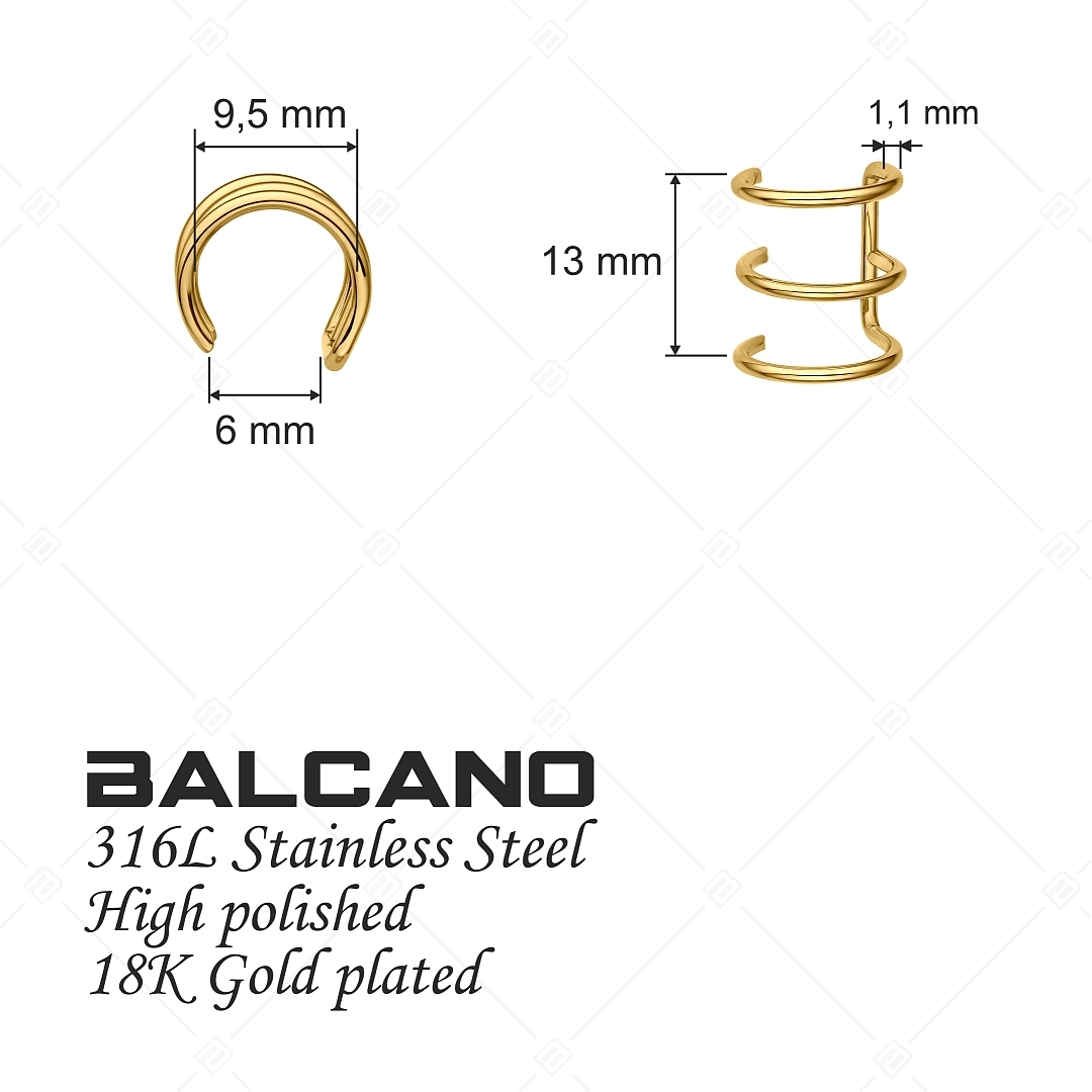 BALCANO - Toru / Tripla nemesacél fülgyűrű 18K arany bevonattal (141283BC88)