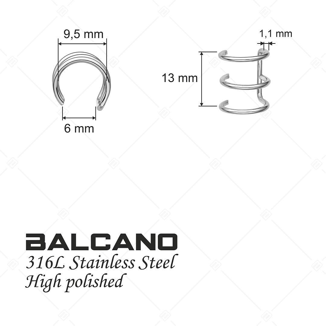 BALCANO - Toru / Tripla nemesacél fülgyűrű magasfényű polírozással (141283BC97)