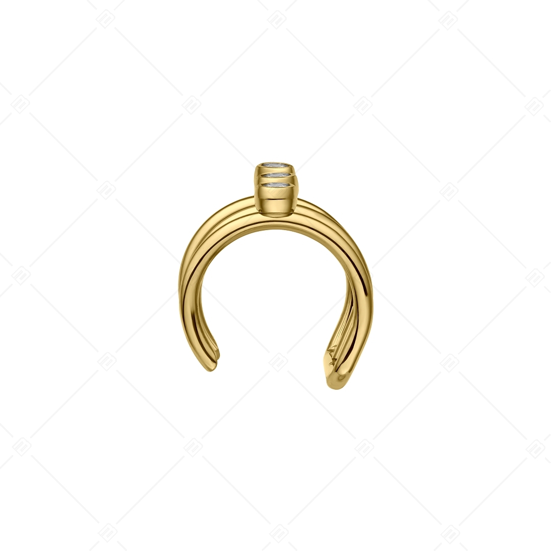 BALCANO - Toru / Tripla nemesacél fülgyűrű cirkónia drágakövekkel és 18K arany bevonattal (141284BC88)