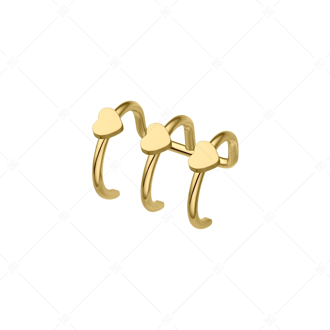 BALCANO - Toru / Tripla nemesacél fülgyűrű szívekkel és 18K arany bevonattal (141285BC88)