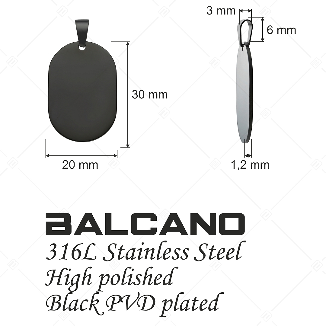 BALCANO - Dog Tag / Gravírozható nemesacél dögcédula medál fekete PVD bevonattal (242100EG11)
