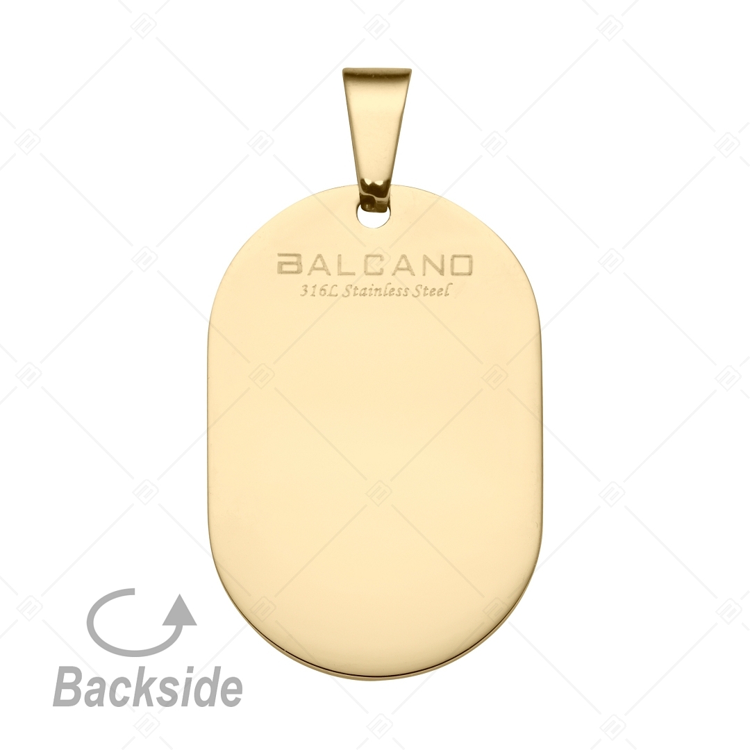 BALCANO - Dog Tag / Kerekített téglalap alakú gravírozható nemesacél medál 18K arany bevonattal (242100EG88)