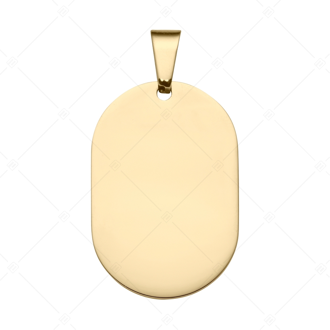 BALCANO - Dog Tag / Kerekített téglalap alakú gravírozható nemesacél medál 18K arany bevonattal (242100EG88)