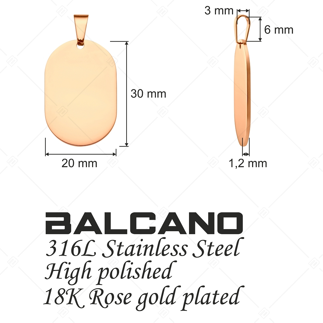 BALCANO - Dog Tag / Gravírozható nemesacél dögcédula medál 18K rozé arany bevonattal (242100EG96)