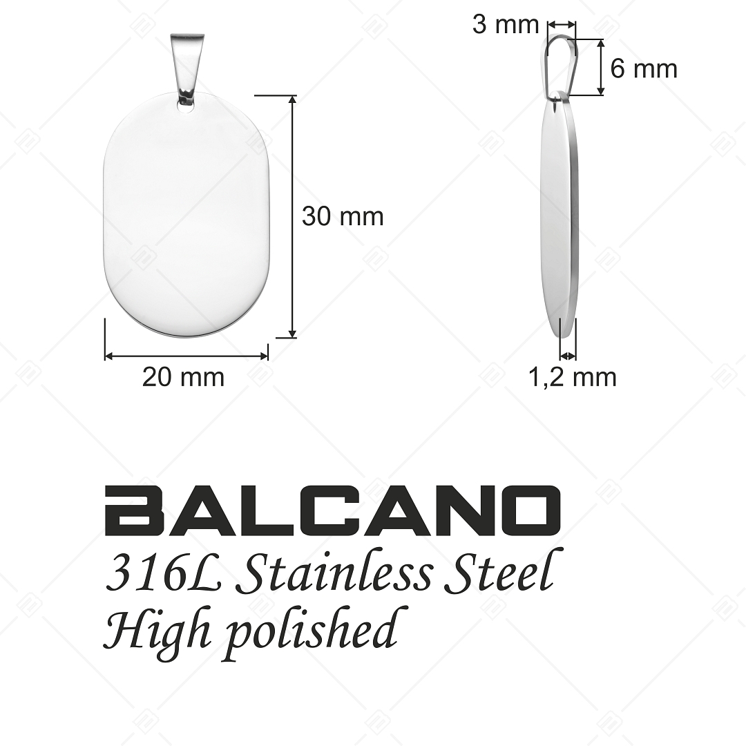 BALCANO - Dog Tag / Gravírozható nemesacél dögcédula medál magasfényű polírozással (242100EG97)
