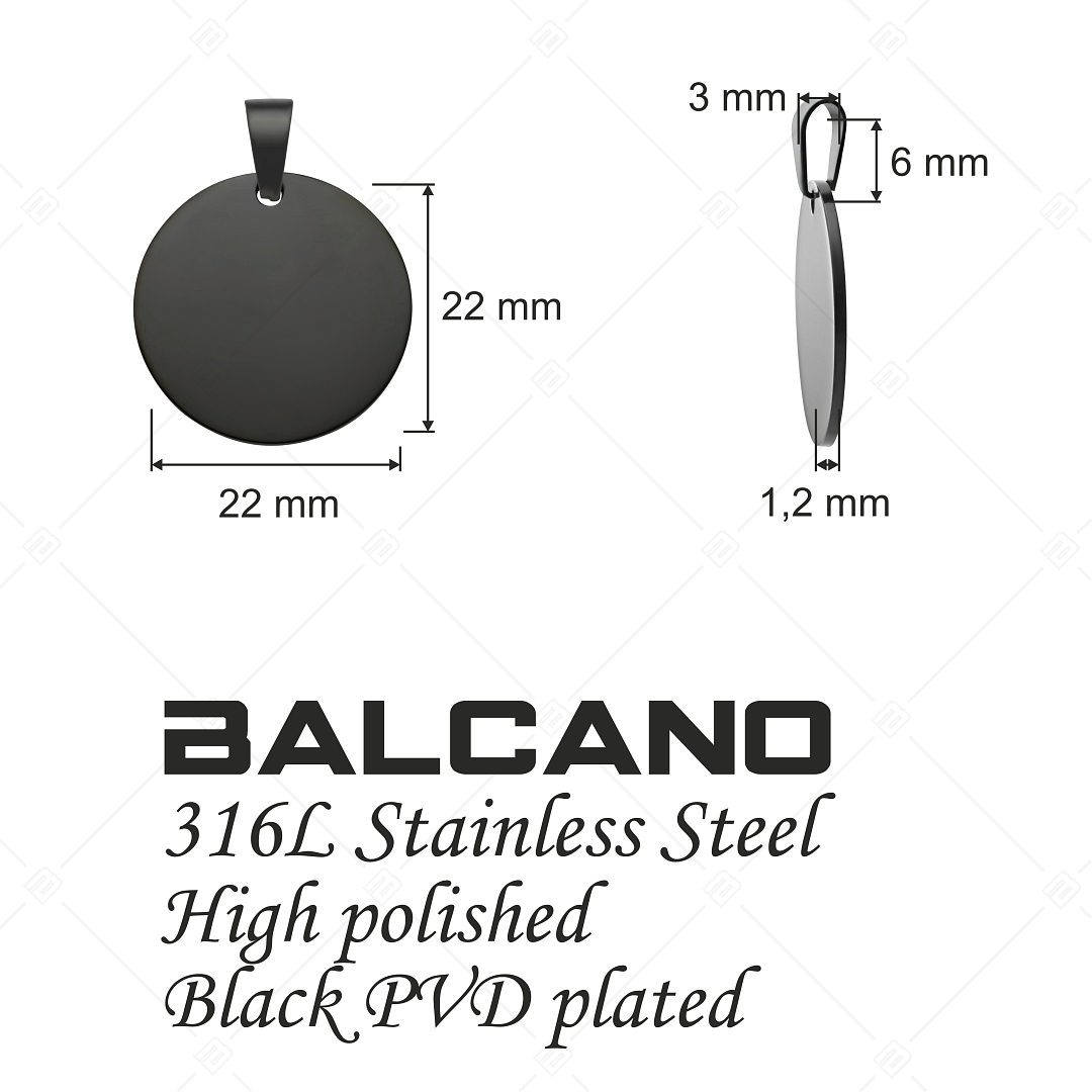 BALCANO - Rota / Kör alakú gravírozható nemesacél medál fekete PVD bevonattal (242101EG11)