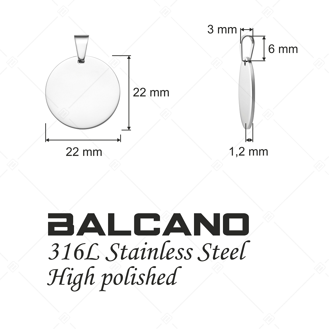 BALCANO - Rota / Kör alakú gravírozható nemesacél medál magasfényű polírozással (242101EG97)