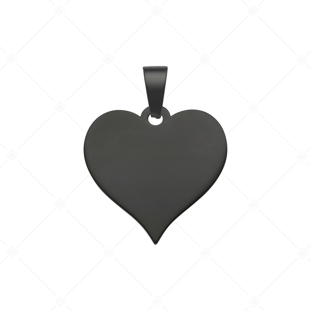 BALCANO - Heart / Szív alakú gravírozható nemesacél medál fekete PVD bevonattal (242102EG11)