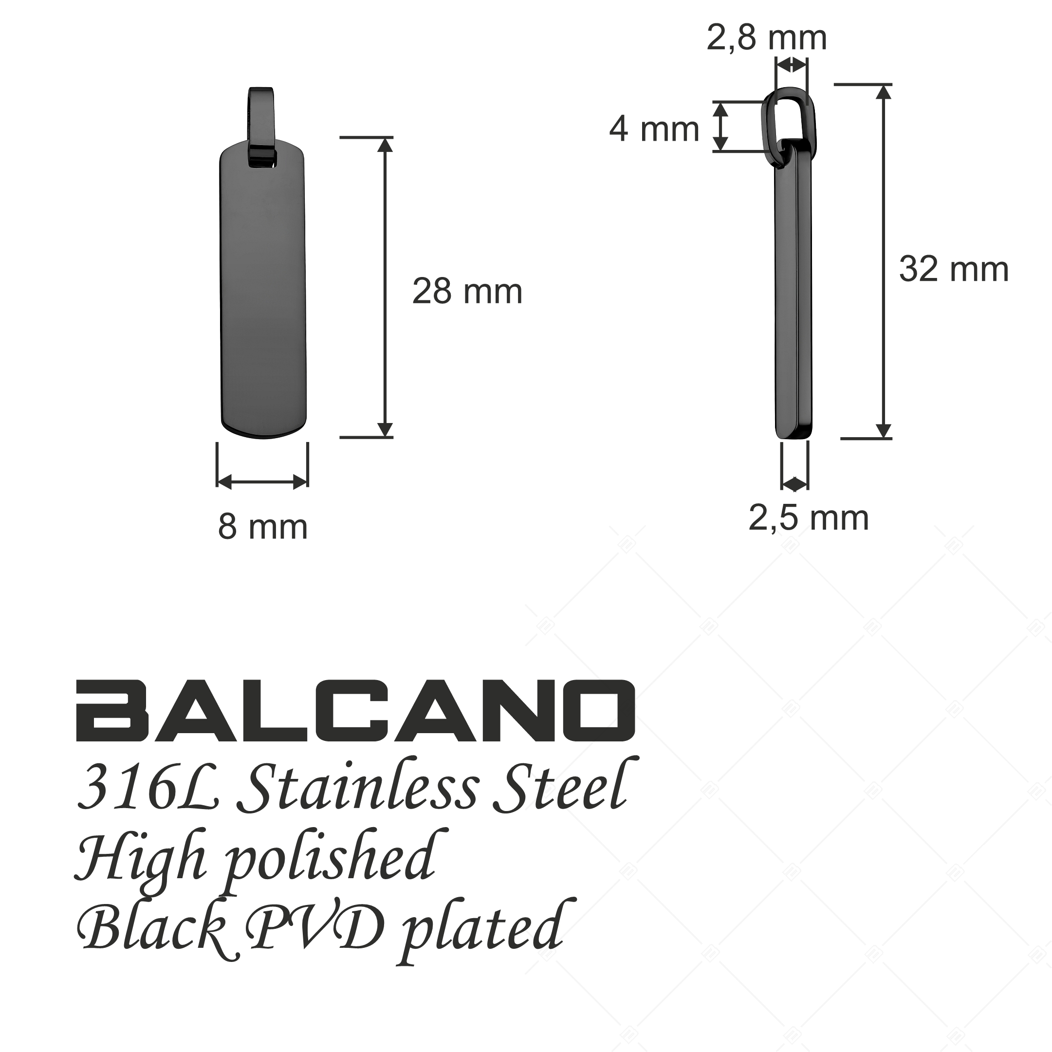 BALCANO - Steve / Gravírozható nemesacél medál fekete PVD bevonattal (242105BC11)