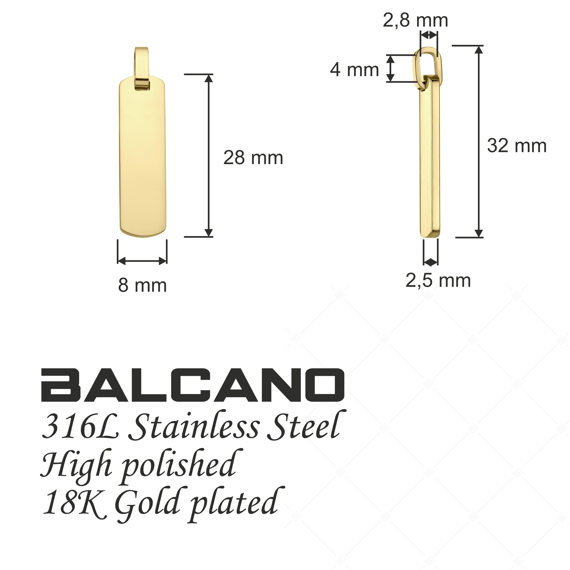 BALCANO - Steve / Gravírozható nemesacél medál 18K arany bevonattal (242105BC88)