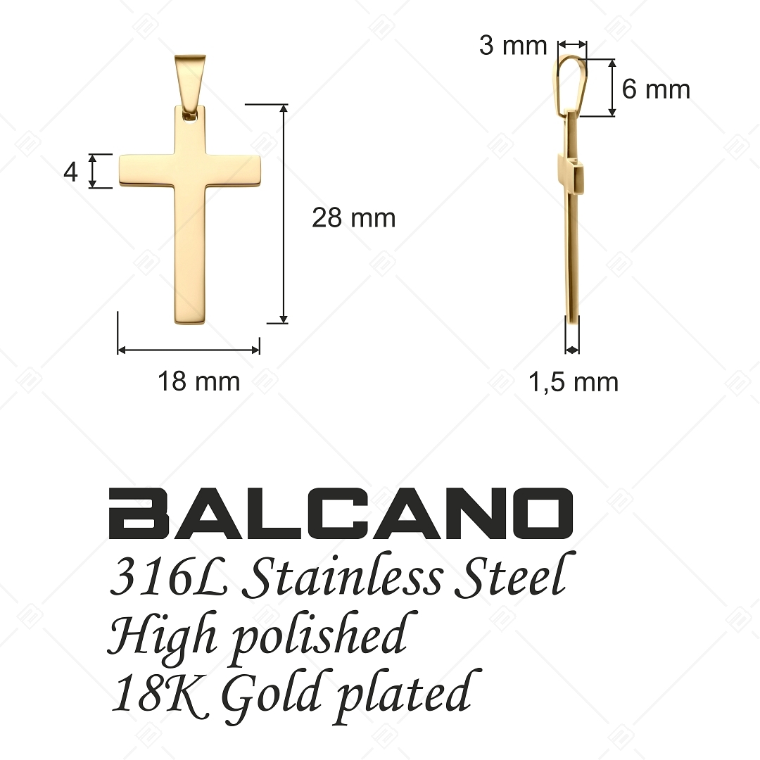 BALCANO - Cross / Gravírozható sima kereszt medál 18K arany bevonattal (242202BL88)