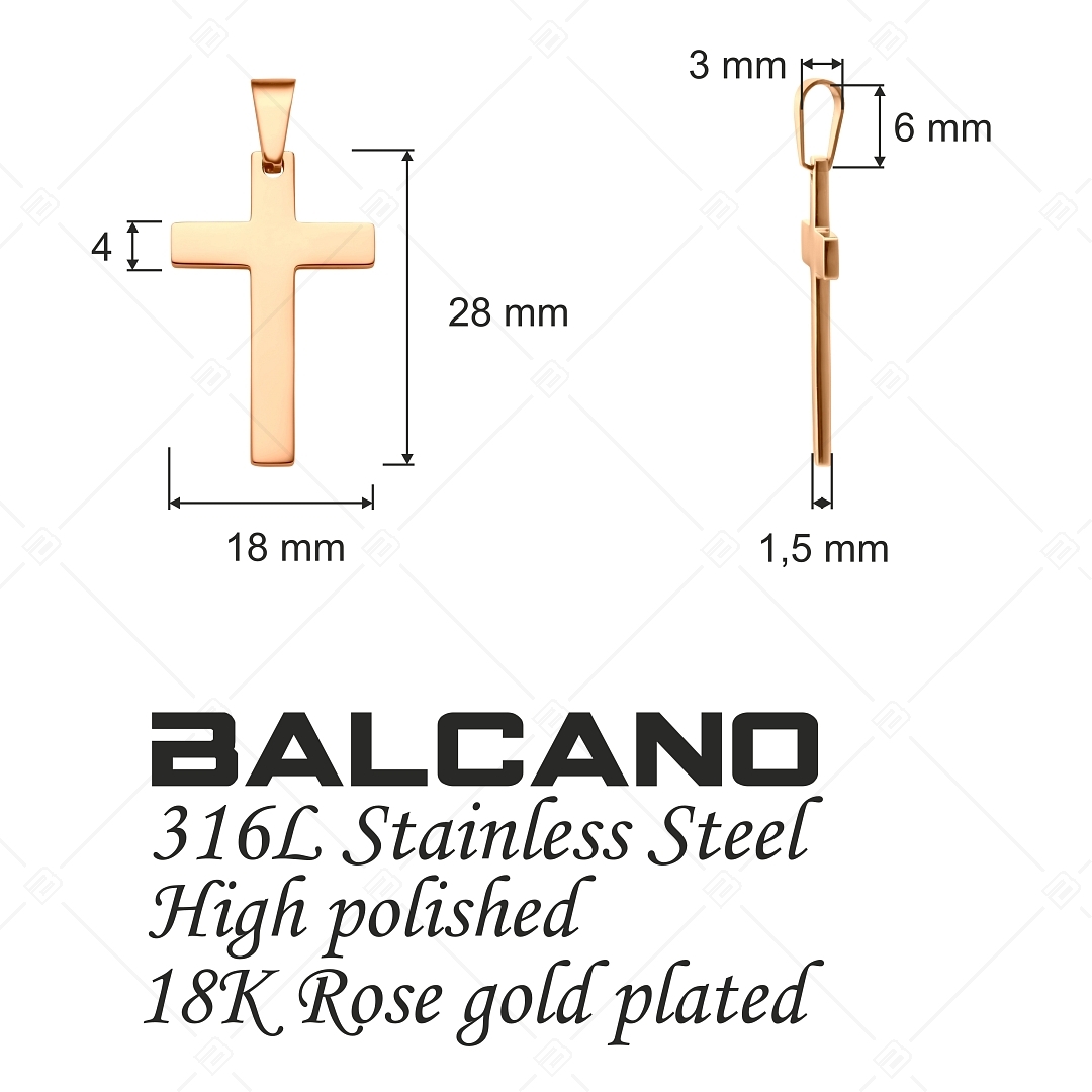 BALCANO - Cross / Gravírozható sima kereszt medál 18K rozé arany bevonattal (242202BL96)