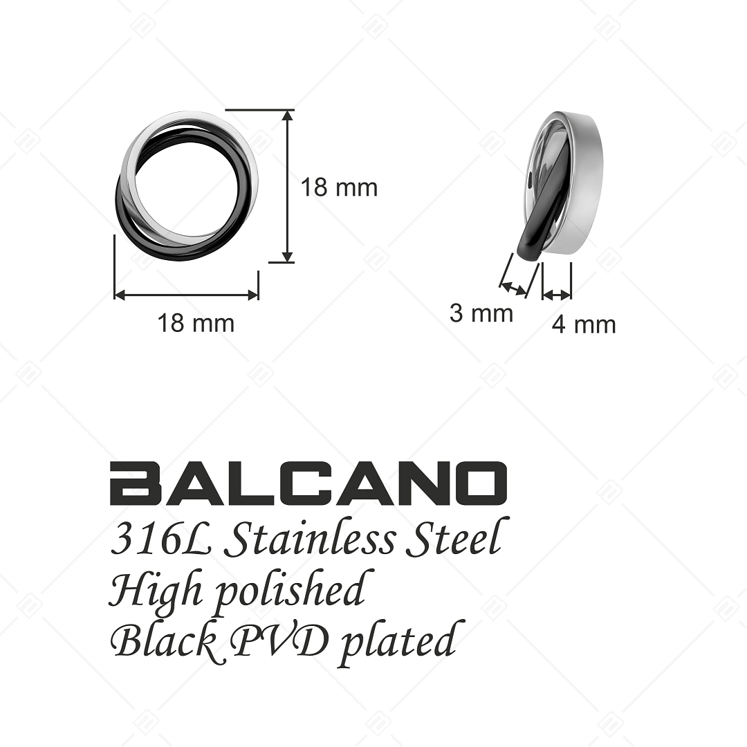 BALCANO - Legame / Egymásba fonódó karika nemesacél medál, magasfényű polírozással és fekete PVD bevonattal (242204BL11)