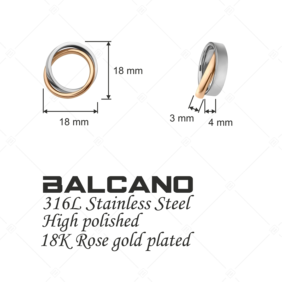 BALCANO - Legame / Egymásba fonódó karika nemesacél medál, 18K rozé arany bevonattal (242204BL96)