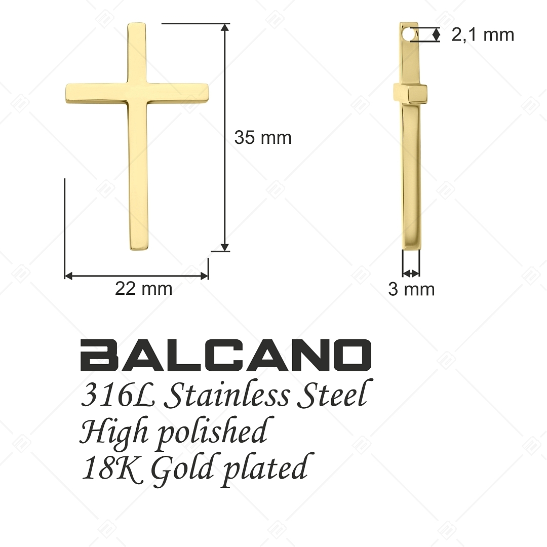 BALCANO - Tenuis / Nemesacél klasszikus kereszt alakú medál 18K arany bevonattal (242205BL88)