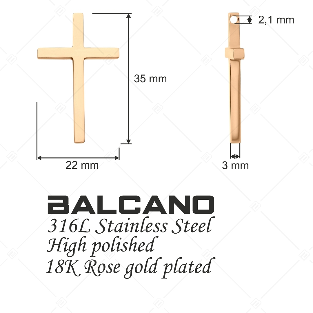 BALCANO - Tenuis / Nemesacél klasszikus kereszt alakú medál 18K rozé arany bevonattal (242205BL96)