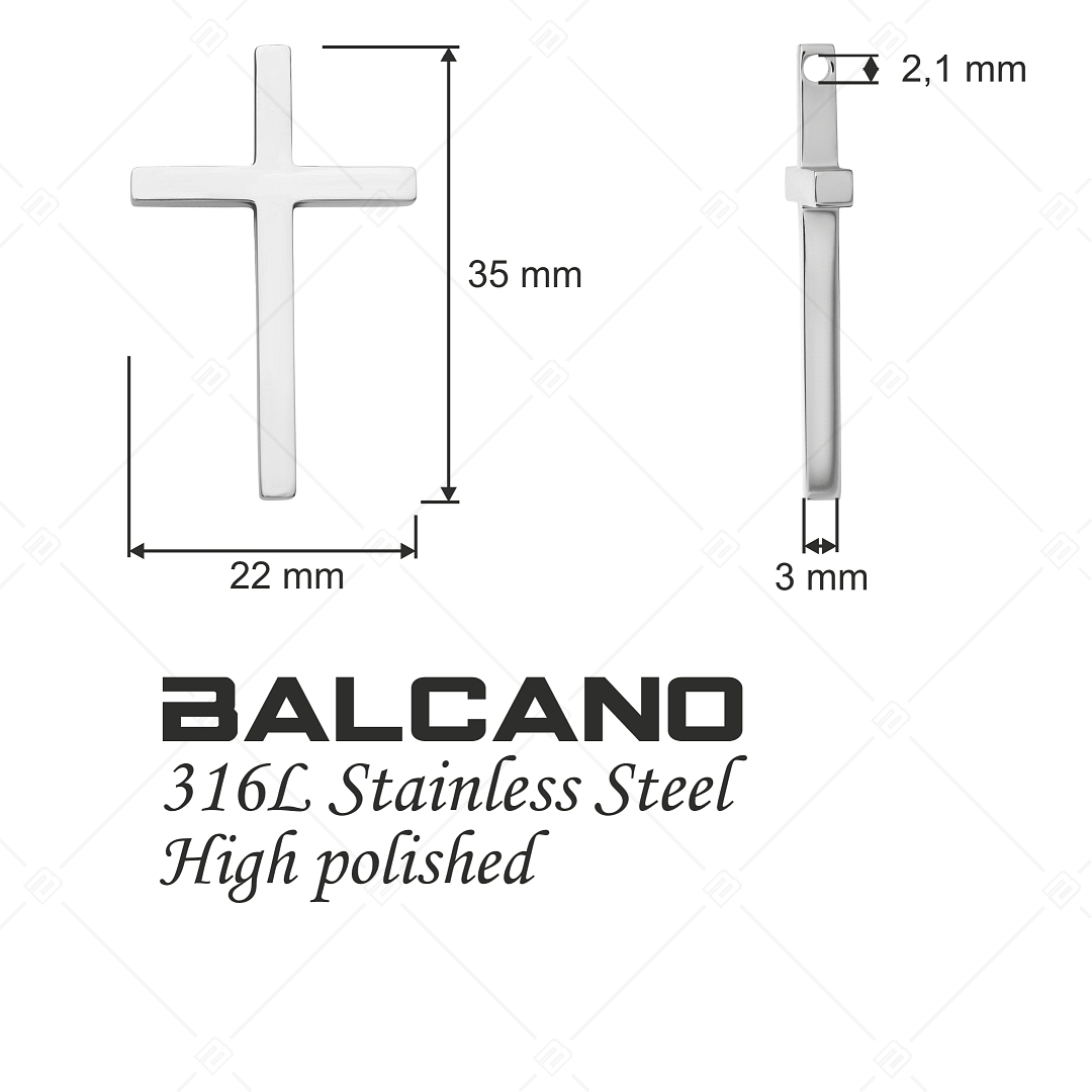 BALCANO - Tenuis / Nemesacél klasszikus kereszt alakú medál, magasfényű polírozással (242205BL97)