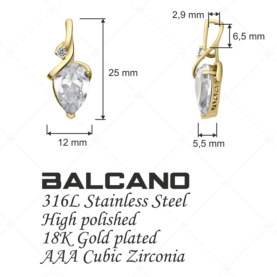BALCANO - Pera / Nemesacél medál cirkónia drágakövekkel 18K arany bevonattal (242206BC88)