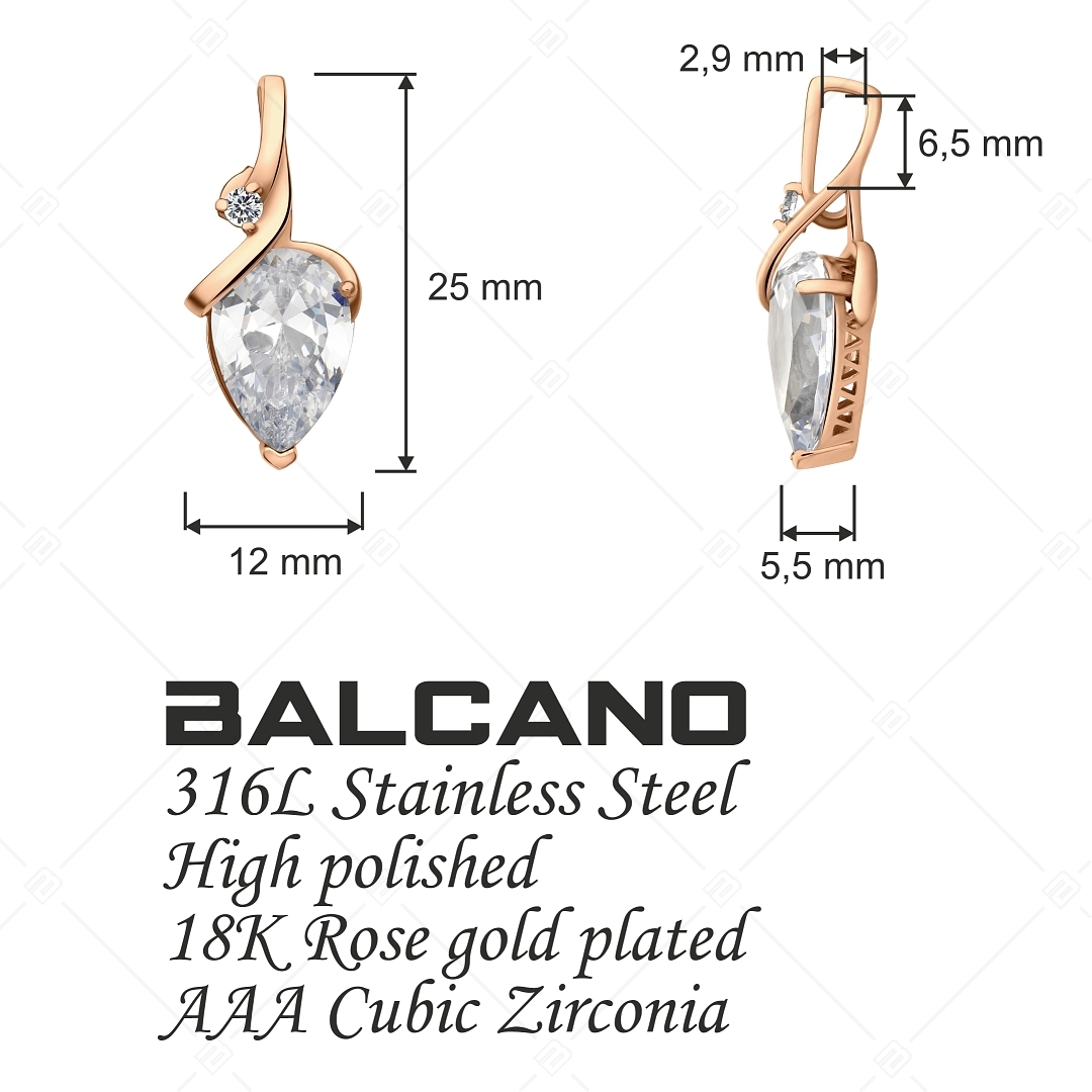 BALCANO - Pera / Nemesacél medál cirkónia drágakövekkel 18K rozé arany bevonattal (242206BC96)