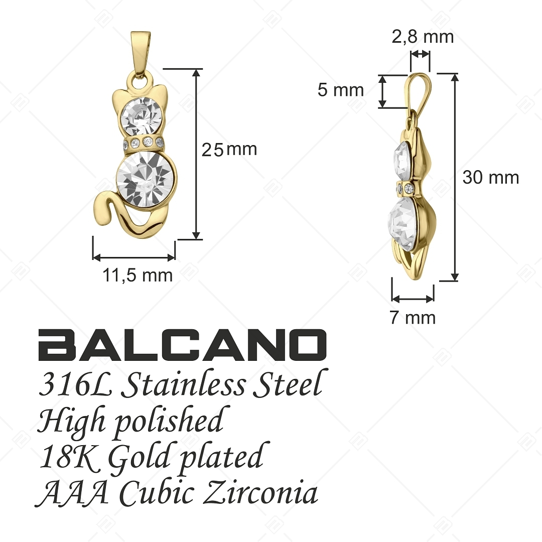 BALCANO - Kitten / Cirkónia drágakövekkel díszített macska formájú medál 18K arany bevonattal (242208BC88)