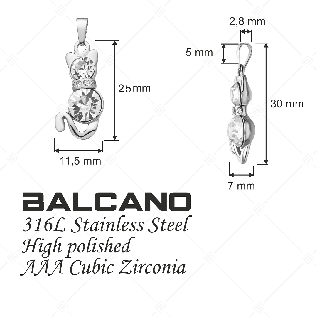 BALCANO - Kitten / Cirkónia drágakövekkel díszített macska formájú medál magasfényű polírozással (242208BC97)