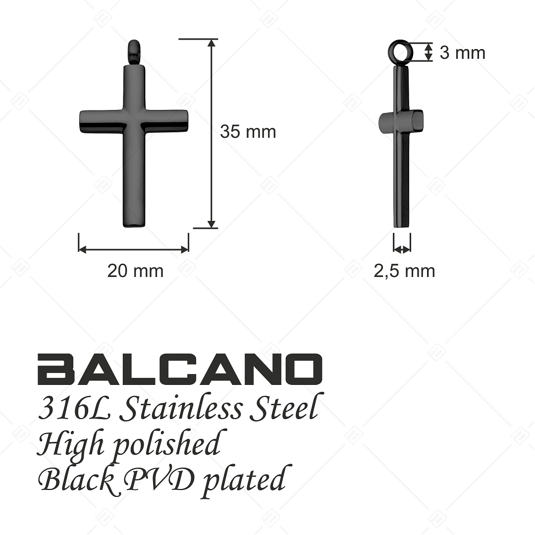BALCANO - Croce / Kereszt alakú medál, fekete PVD bevonattal (242209BC11)