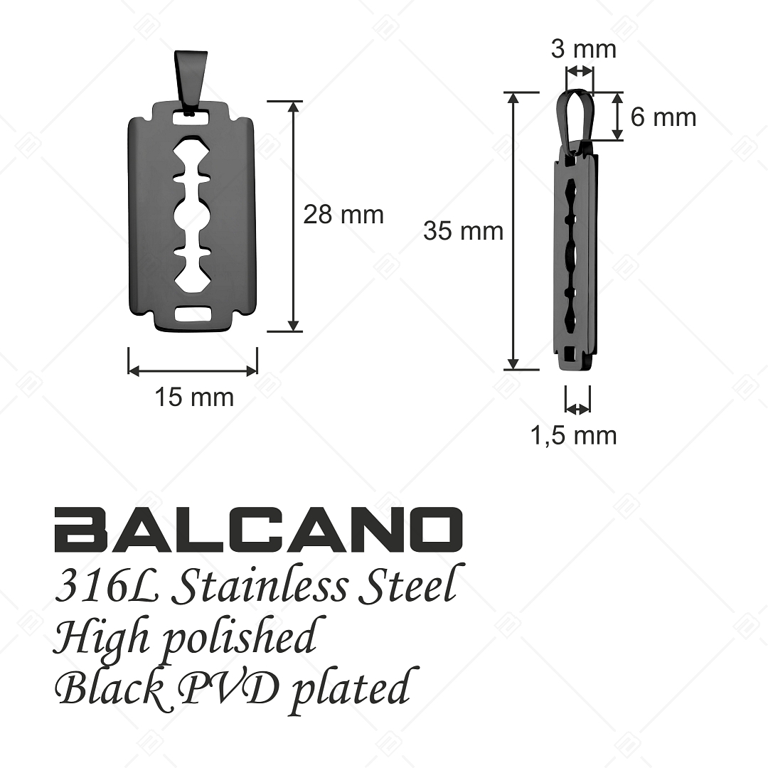 BALCANO - Blade / Penge formájú medál, fekete PVD bevonattal (242210BC11)