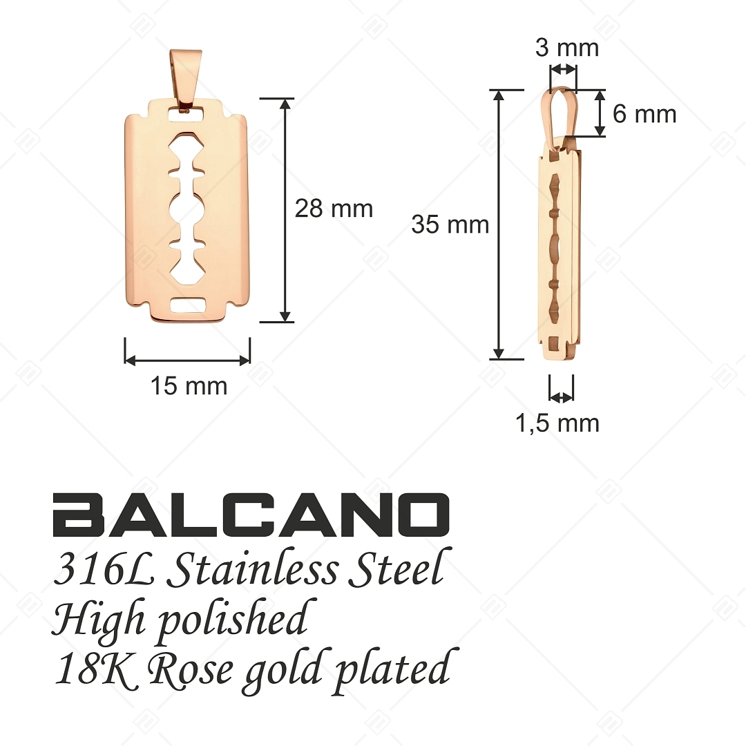 BALCANO - Blade / Penge formájú medál, 18K rozé arany bevonattal (242210BC96)