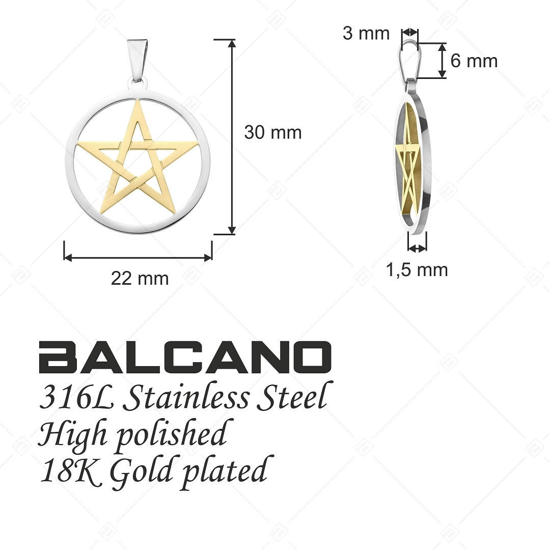 BALCANO - Pentagram / Ötágú csillag medál, 18K arany bevonattal (242214BC88)