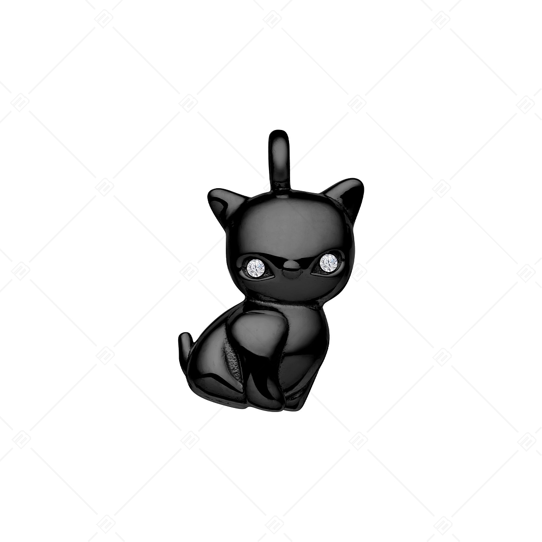 BALCANO - Kitty / Kiscica alakú nemesacél medál cirkóniával és fekete PVD bevonattal (242215BC11)