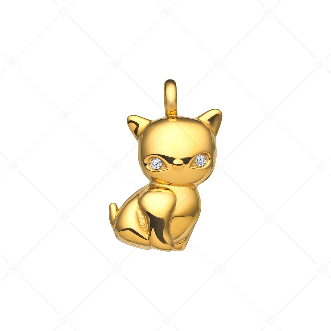 BALCANO - Kitty / Kiscica alakú nemesacél medál cirkóniával és 18K arany bevonattal (242215BC88)