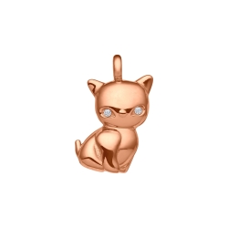 BALCANO - Kitty / Kiscica alakú nemesacél medál cirkóniával és 18K rozé arany bevonattal
