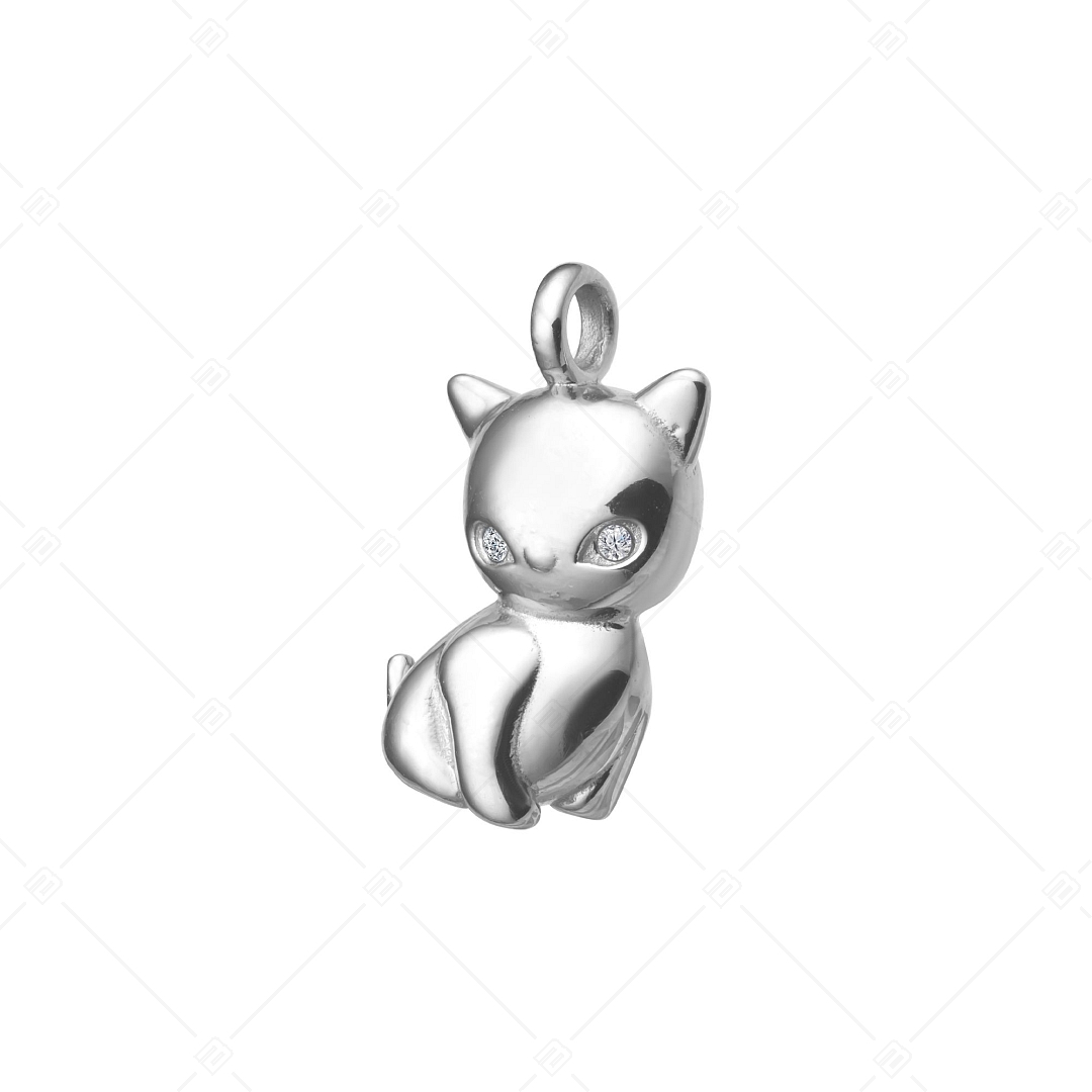 BALCANO - Kitty / Kiscica alakú nemesacél medál cirkóniával, magasfényű polírozással (242215BC97)