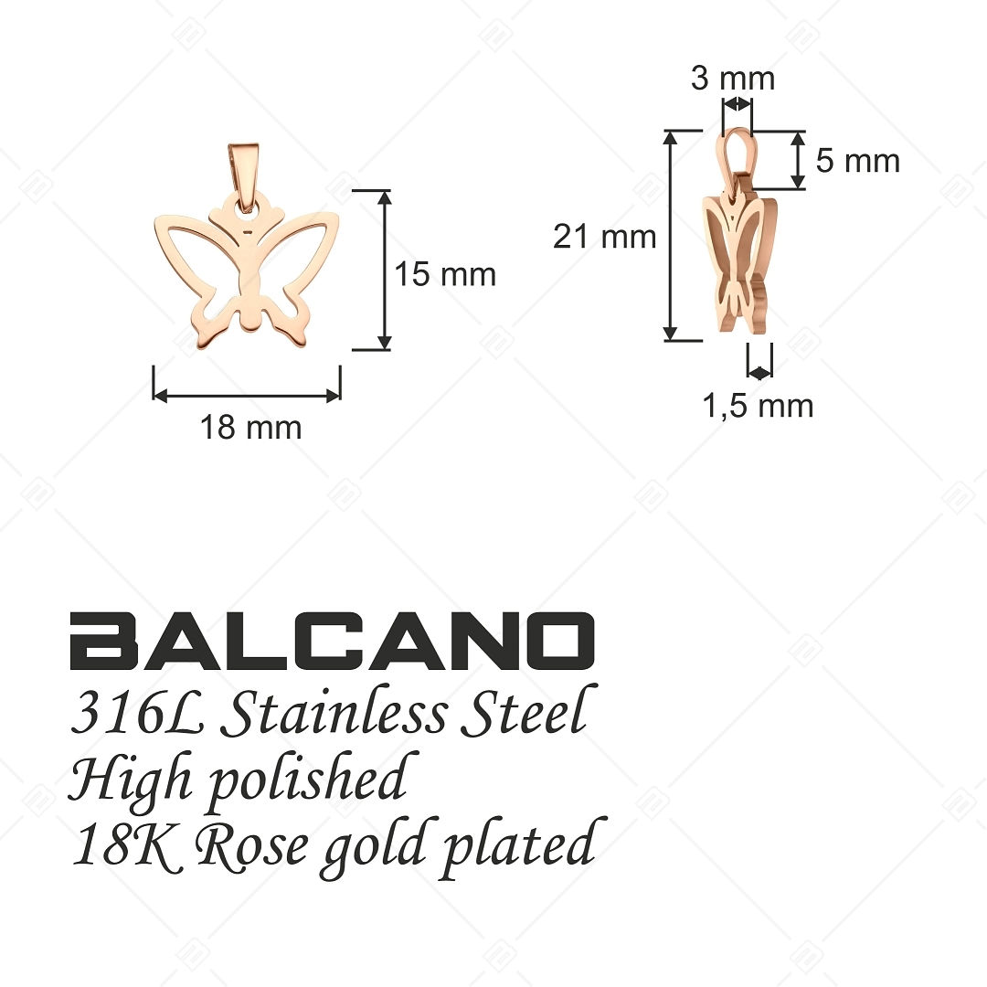 BALCANO - Vanessa / Áttört pillangó formájú medál, 18K rozé arany bevonattal (242216BC96)