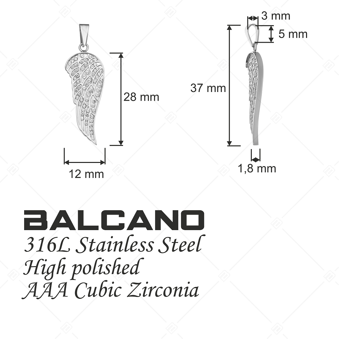 BALCANO - Angelica / Angyalszárny medál, cirkónia drágakövekkel, magasfényű polírozással (242217BC97)