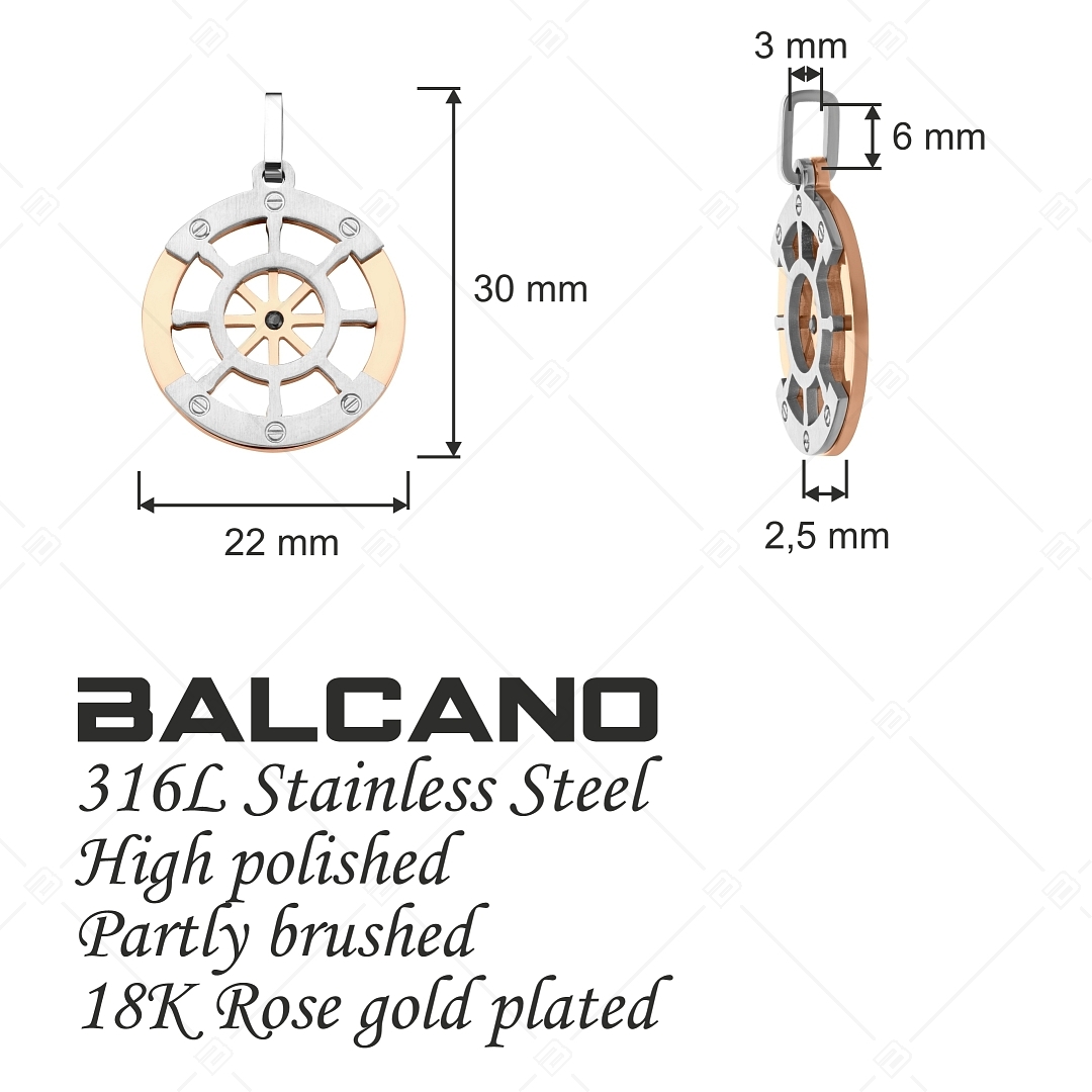 BALCANO - Sailor / Hajókormány alakú nemesacél medál, 18K rozé arany bevonattal (242219BC96)