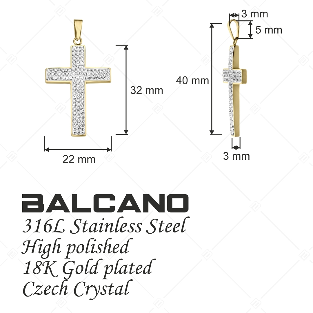 BALACNO - Asella / Kereszt alakú medál kristályokkal, 18K arany bevonattal (242220BC88)