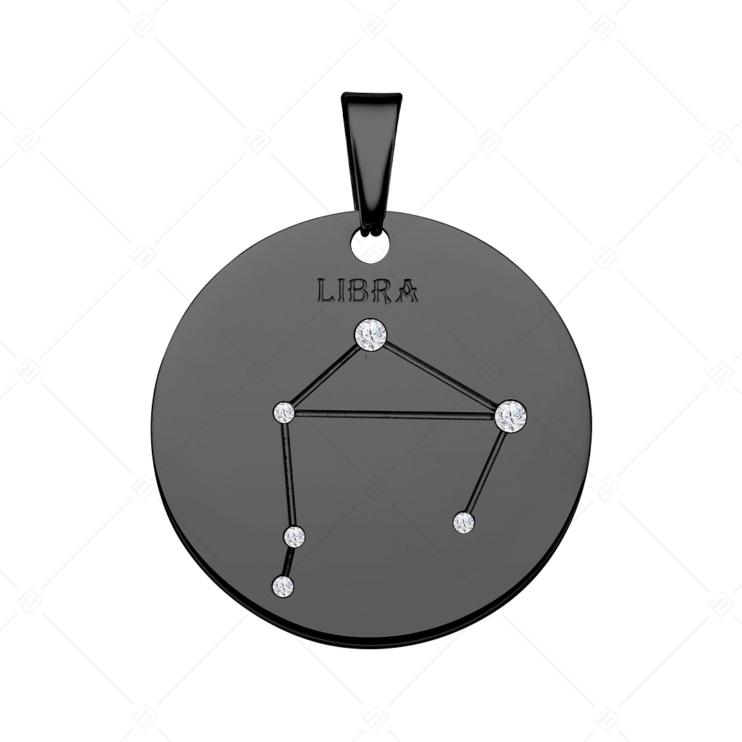 BALCANO - Zodiac / Csillagkép horoszkópos medál cirkónia drágakövekkel és fekete PVD bevonattal - Mérleg (242227BC11)