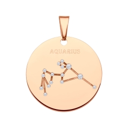 BALCANO - Zodiac / Csillagkép horoszkópos medál cirkónia drágakövekkel és rozé arany bevonattal - Vízöntő