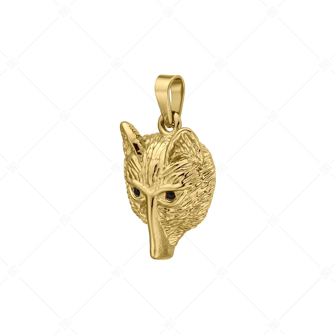 BALCANO - Wolf / Nemesacél farkas fej medál cirkónia drágakövekkel és 18K arany bevonattal (242234BC88)