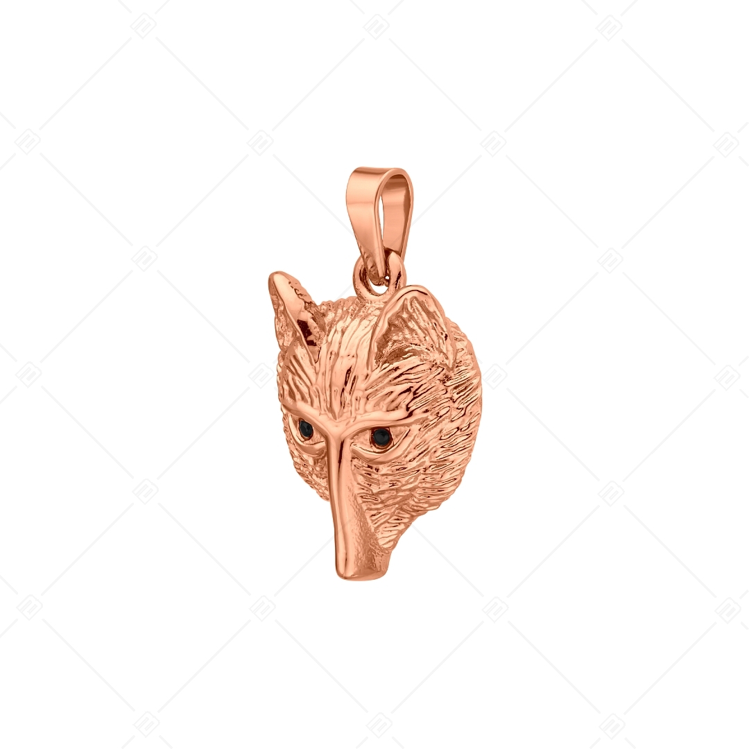 BALCANO - Wolf / Nemesacél farkas fej medál cirkónia drágakövekkel és 18K rozé arany bevonattal (242234BC96)
