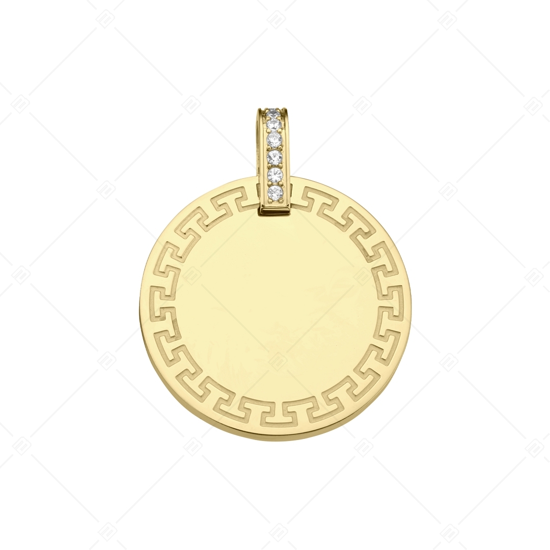 BALCANO - Mínea / Kerek medál görög mintával, cirkónia drágakövekkel, 18K arany bevonattal (242235BC88)