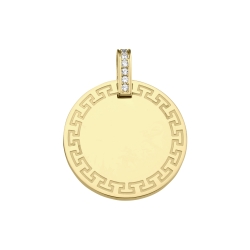 BALCANO - Mínea / Kerek medál görög mintával, cirkónia drágakövekkel, 18K arany bevonattal