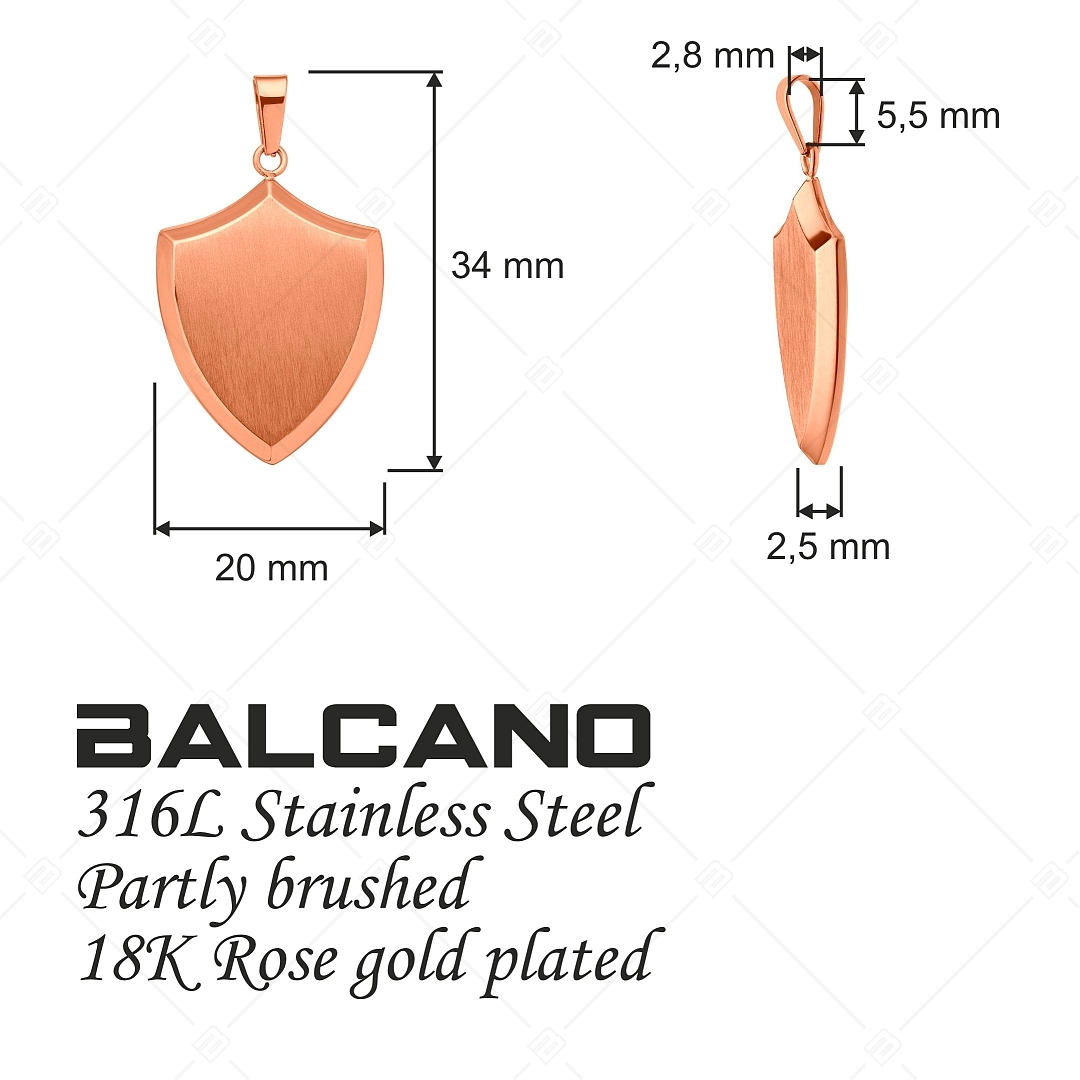 BALCANO - Shield / Pajzs formájú medál, 18K rozé arany bevonattal (242236BC96)