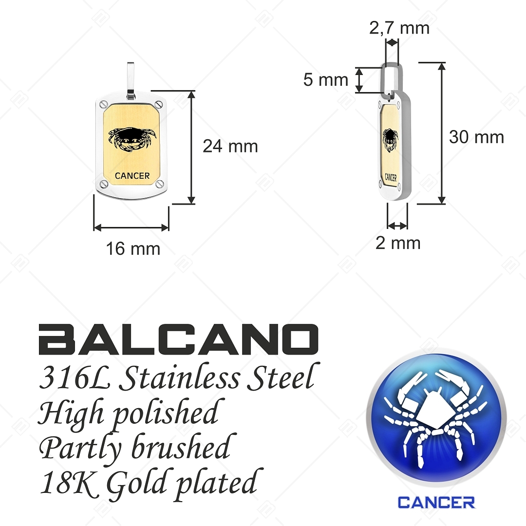 BALCANO - Cancer / Horoszkópos medál, 18K arany bevonattal - Rák csillagjegy (242241BC88)
