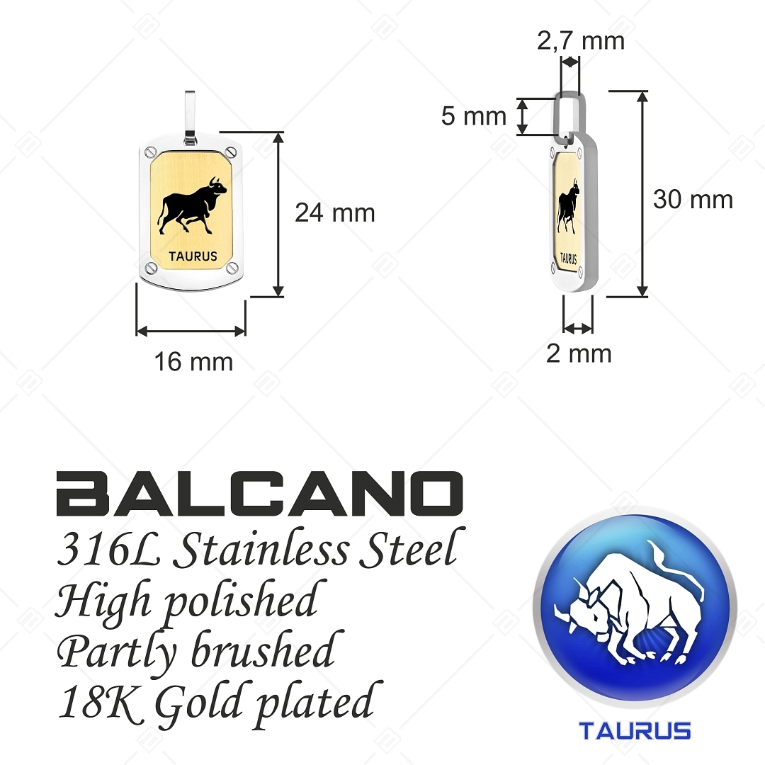 BALCANO - Taurus / Horoszkópos medál, 18K arany bevonattal - Bika csillagjegy (242243BC88)