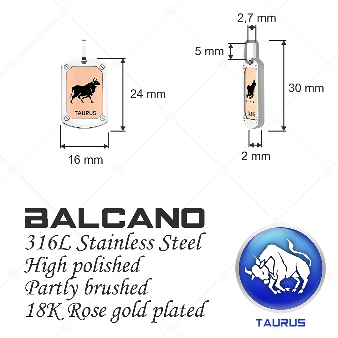 BALCANO - Taurus / Horoszkópos medál, 18K rozé arany bevonattal - Bika csillagjegy (242243BC96)